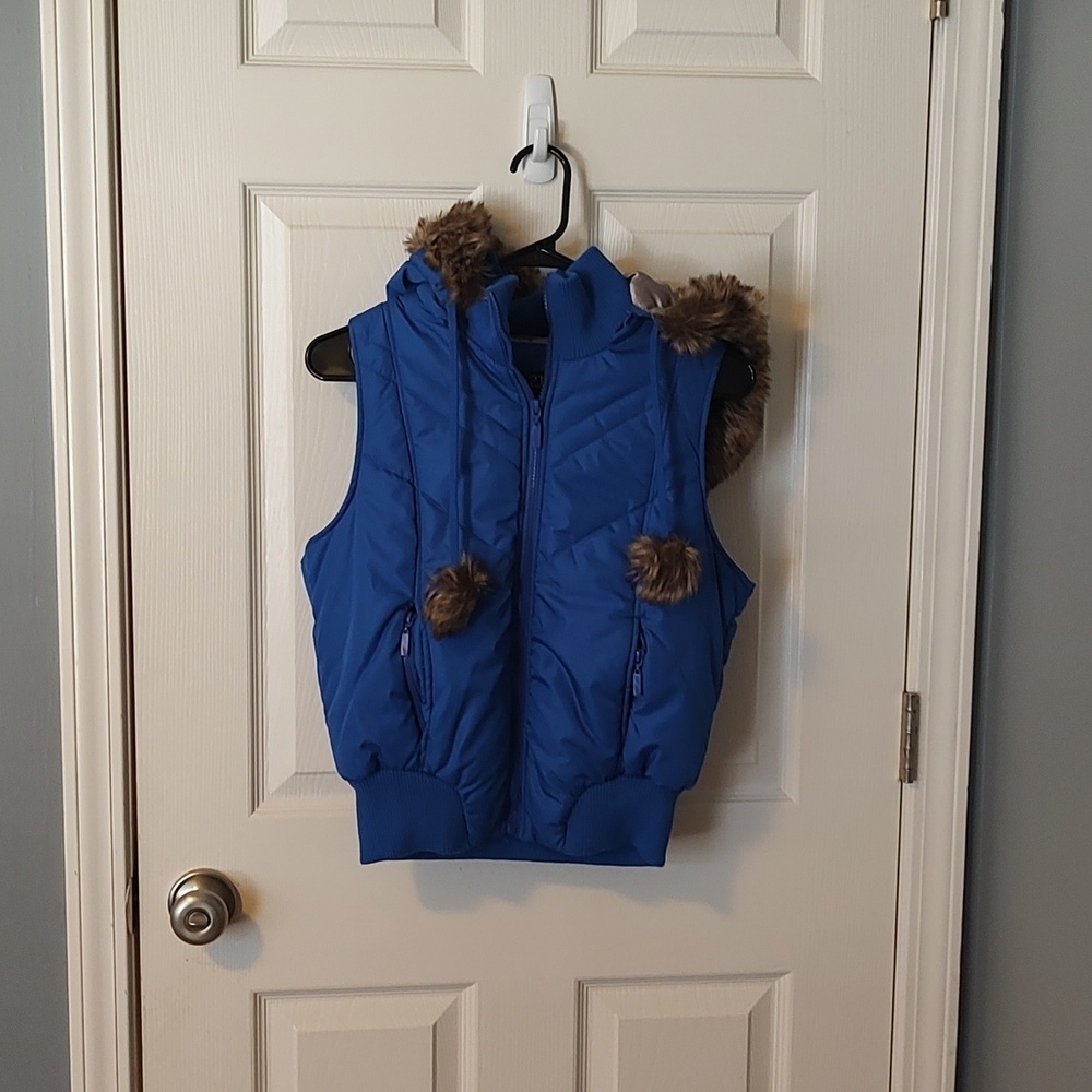 Rue21 Blue Faux Fur Zip Up Vest